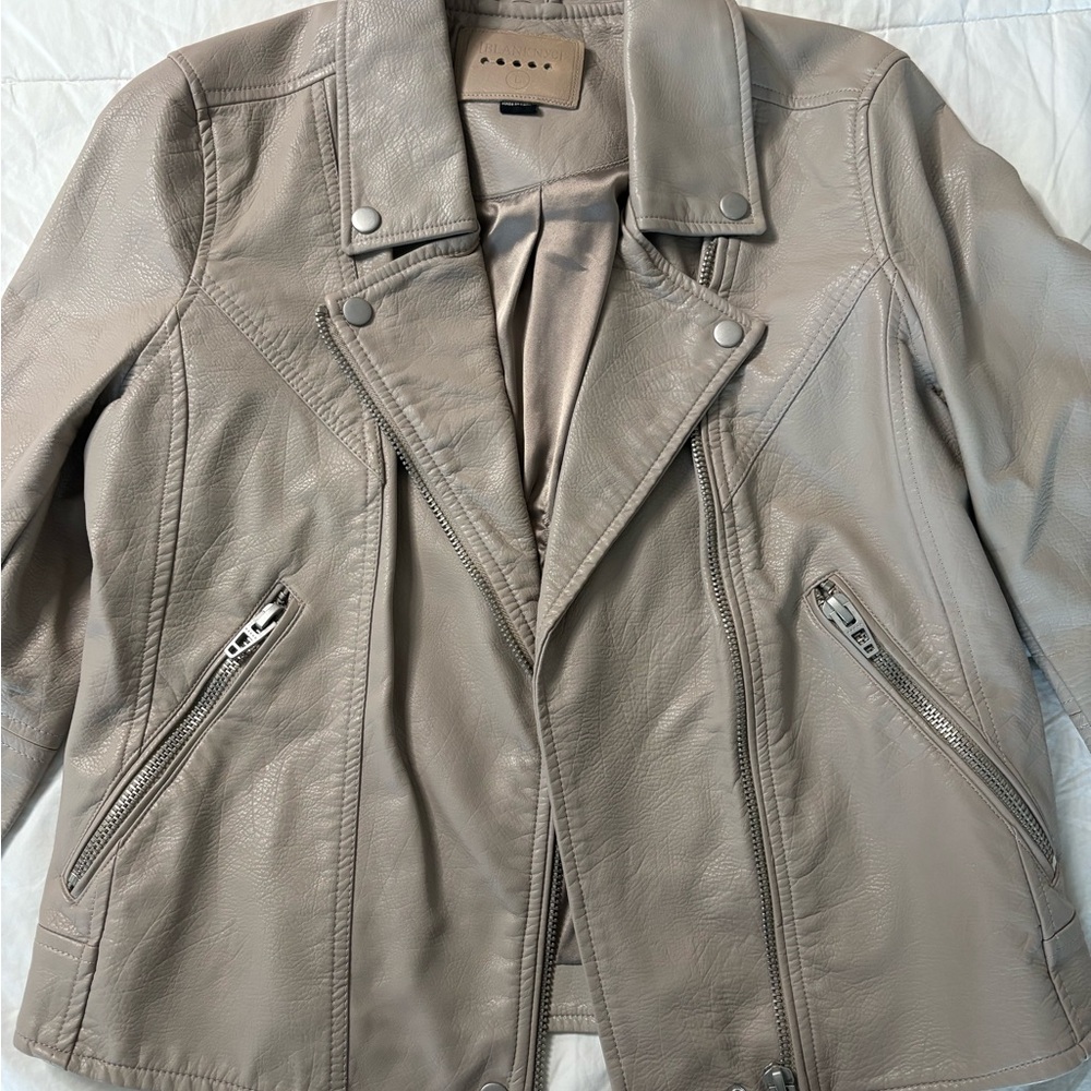 Blank NYC Taupe Faux Leather Jacket, Size Large
